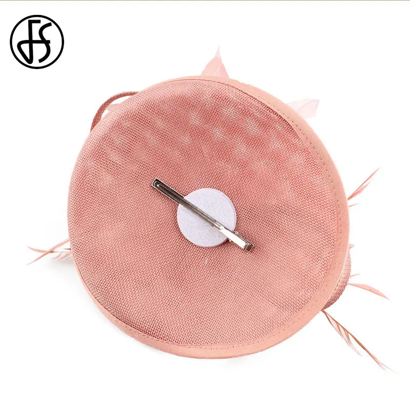 FS для торжественного случая шляпа Для женщин перья розовый Шапки Чай вечерние