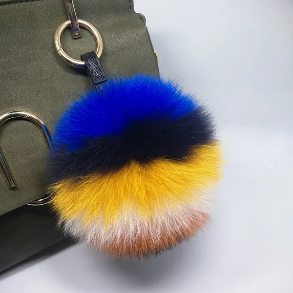 Korean Jewelry Rainbow Fox Fur Ball High-end Bag Key Ring Pendant Color Matching Hair Car Ornaments | Украшения и аксессуары