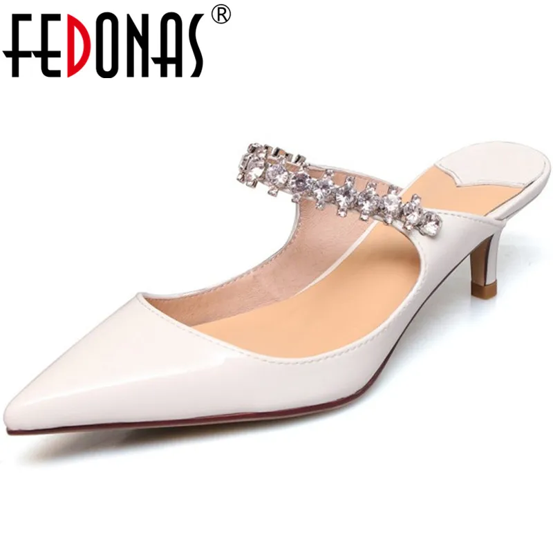 FEDONAS пикантные туфли с острым носком на толстом каблуке Женские лодочки Новинка