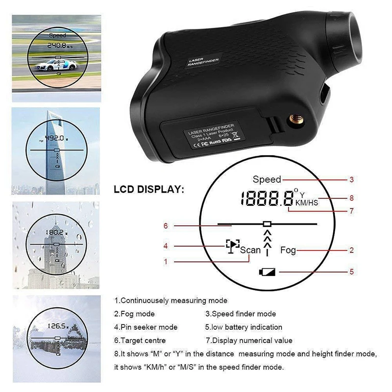 Rangefinder Golf Course Distance 600M Monocular Telescope Speed Angle Height Fog Decoration | Спорт и развлечения