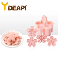 ydeapi 5pcs sakura cookie mold stamp biscuit mold cutter flower charm pink cherry blossom mold diy floral fondant baking tool