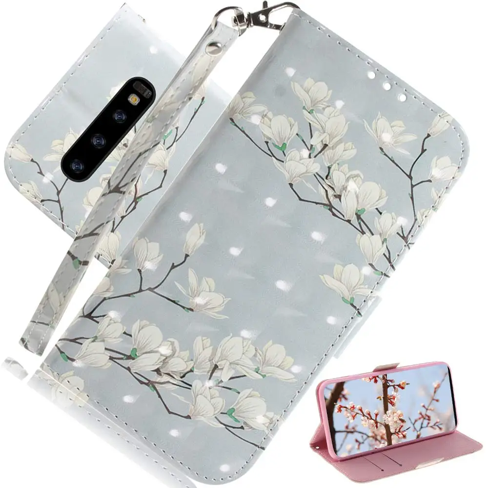White Flower 3D(полиуретан) с откидной крышкой для samsung Galaxy A70 A50 A30 A20 A10 A40 A60 A80 A20E чехол с мультипликационным принтом из искусственной кожи чехол для samsung A50s A30S - Цвет: White Flower
