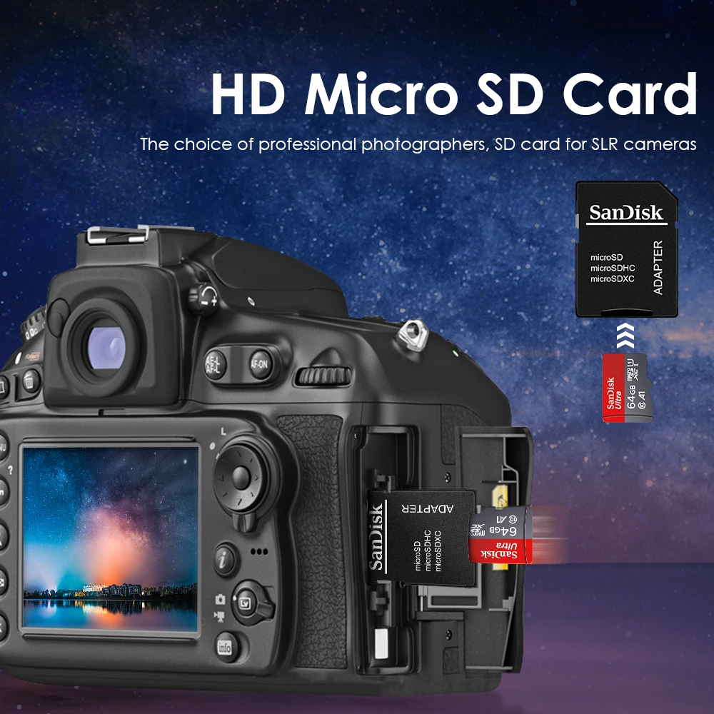 Sandisk ультра Micro SD 256 ГБ 128 Гб 64 оперативной памяти 32 встроенной карта 16 98 МБ/с. SD/TF