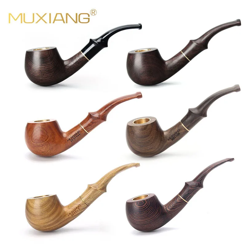 

MUXIANG Wooden Smoking Pipes Ebony/Sandalwood Tobacco Pipe Cigarettes Cigar Pipes Accessories For Boyfriend Father Gift ag0002