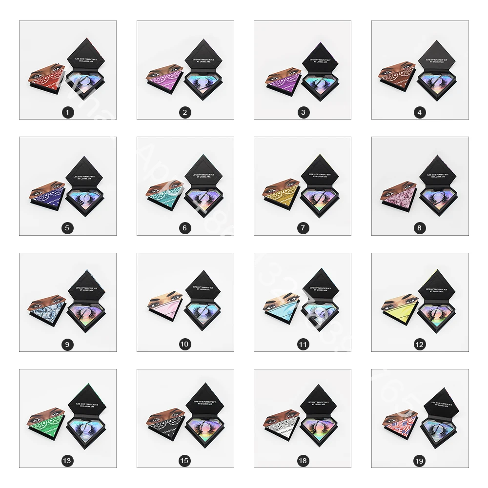 

Black Bandana Diamond Lashes Box Custom LashBox Packaging Customizable Skin Eyes Bandana Color Add Your Logo Business Name