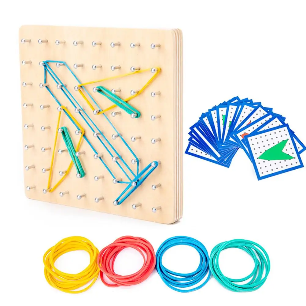 

Детская игрушка Монтессори, креативная графическая резиновая доска для ногтей с 24 картами, развивающая игрушка для детей дошкольного возра...