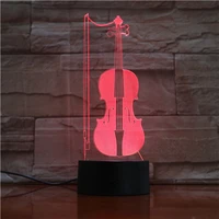 musical instrument violin baby night light led 7 colors changing bedroom decor light gift for kids table usb 3d lamp app control