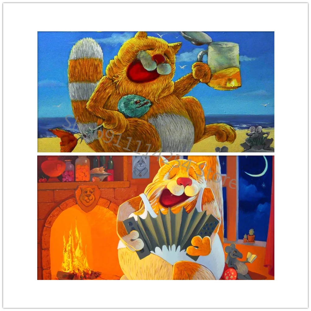 Алмазная 5D мозаика сделай сам картина из круглых страз вышивка крестиком кот