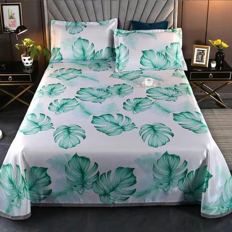 Черная решетка простыня с маленьким цветком из ледяного шелка наматрасник для