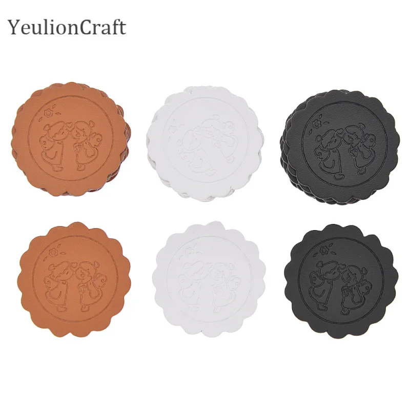 8 шт./лот этикетки из ПУ кожи круглой формы для одежды сумок поделок|Этикетки