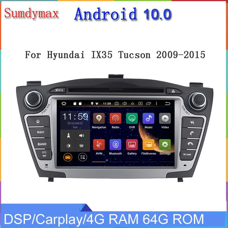 

Автомобильный мультимедийный плеер, dvd-плеер на Android 10, с 7 "экраном, gps, для Hyundai IX35, Tucson, типоразмер 2DIN, 2009-2015