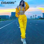 Уличная одежда EADAHAN, Осенний крутой женский пиджак с длинным рукавом + бюстгальтер + штаны для бега, комплект из трех предметов, спортивный костюм