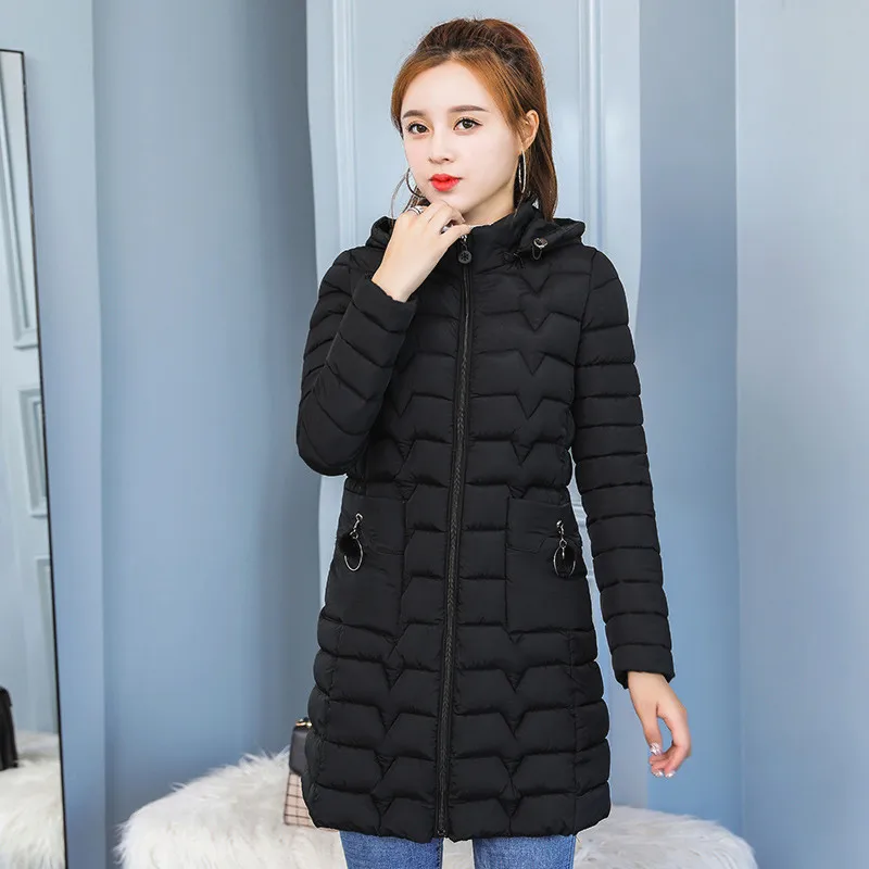

parka Down cotton womens long section 2019 new autumn and winter hooded Slim Korean version of the women lightweight coat XL-5XL
