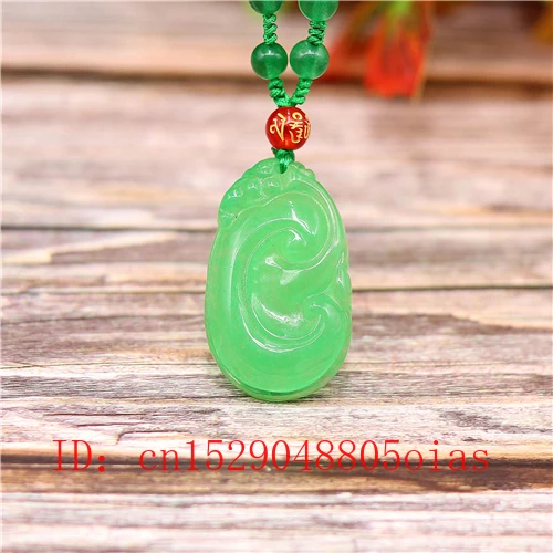 

Natural Green A Emerald Jade Ruyi Pendant Necklace Jadeite Jewellery Double-sided Carved Amulet Fashion Gifts for Women Men