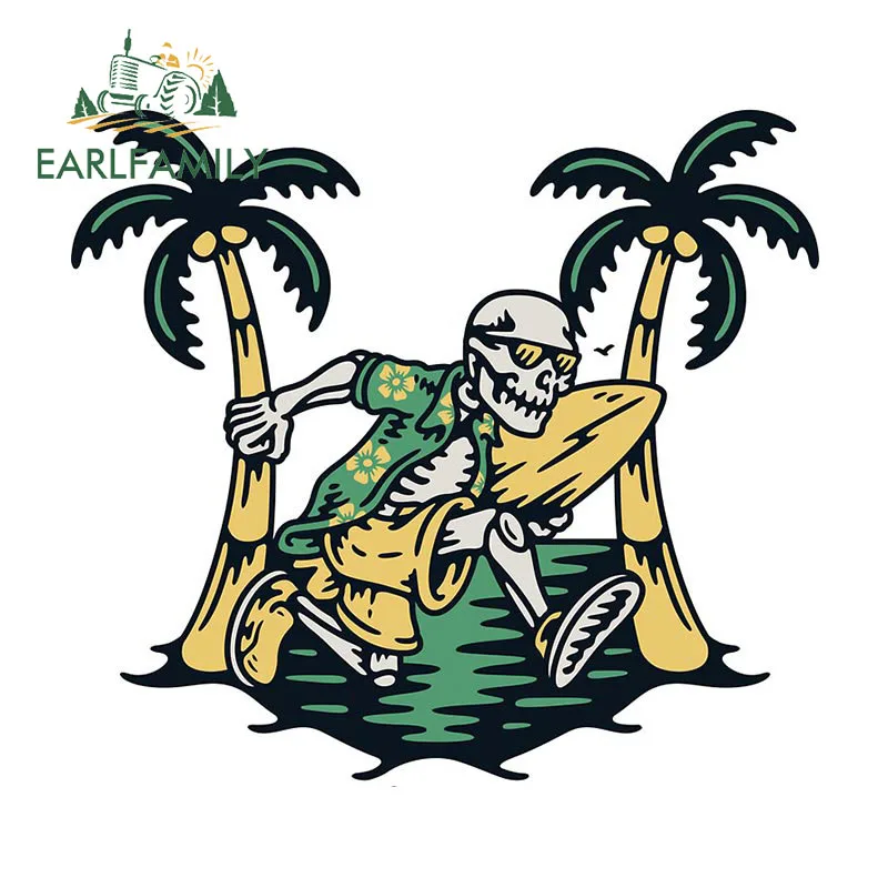 EARLFAMILY 13 см x 11 9 для лета автомобильные наклейки в виде черепа серфинга и домов на