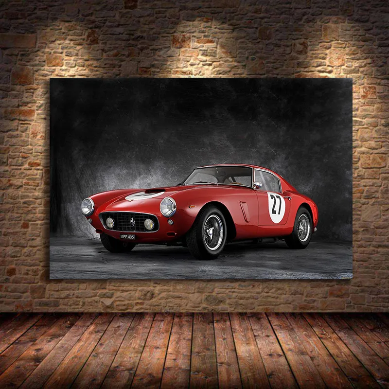 Плакаты Supercars Ferraris 250 GTO спортивный автомобиль ретро рисунок и постер настенное