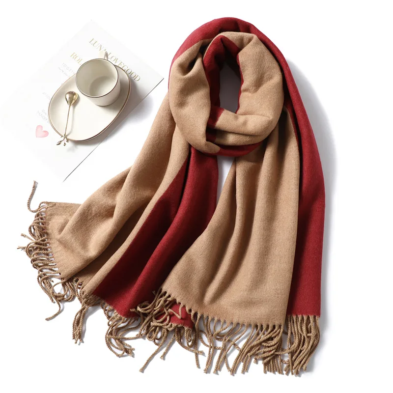 

Brand Designer 2019 winter Solid scarf women thick warm cashmere scarves lady shawl wraps pashmina soft oversize Tassel bandana