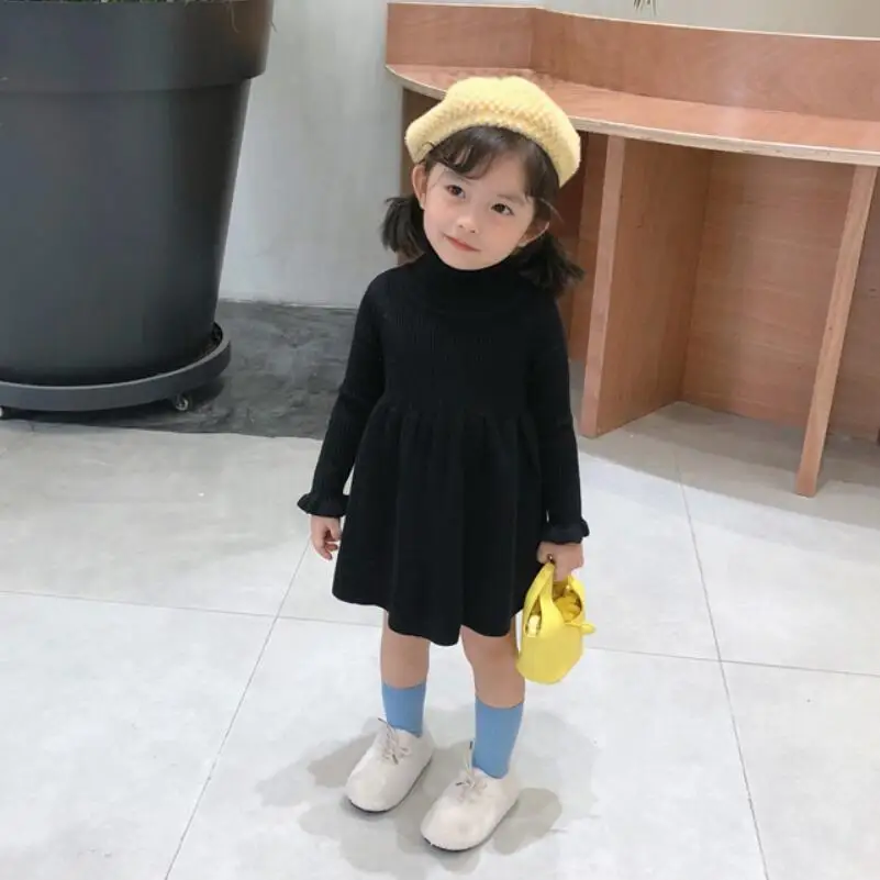 Детское трикотажное платье-свитер с длинным рукавом на осень/зиму | Детская