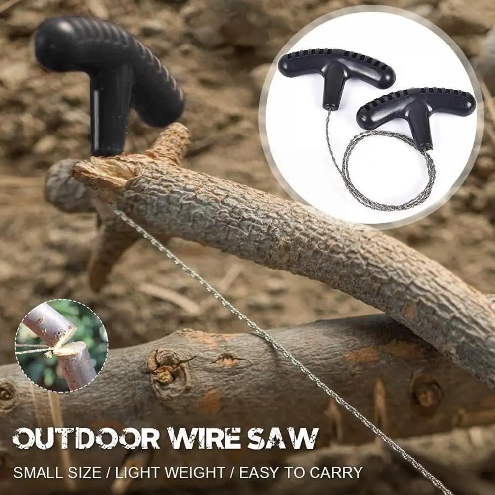 

Camping Survival Wire Saw Manual Steel Rope Handy Portable Camping Wire Steel Hiking Outdoor Kits Travel Emergency G8r0