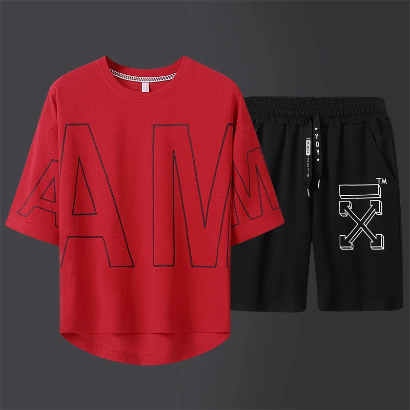 

Oversized men's short sleeve casual suit summer short sleeve shorts suit