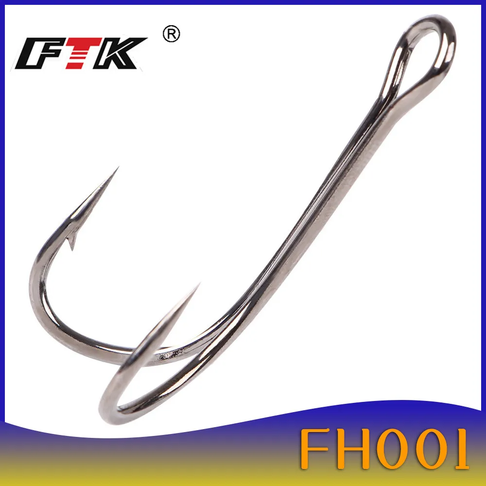 FTK Fishing Hook Baitholder Double Hook Bass Lure Holder Fly Tying Crank Hook Set Saltwater 10 pcs/lot Needle Fishhook 709