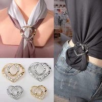 multi purpose heart shape crystal zircon scarf buckle clip brooches bow scarves holder clothes knot tier shawls knotter jewelry