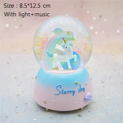 Blue-light Fantacy Starry Sky Universe Miniature Model Snow Globe Crystal Ball Christmas Music Box Christmas Home Decoration Birthday Gift - Цвет: Blue-light