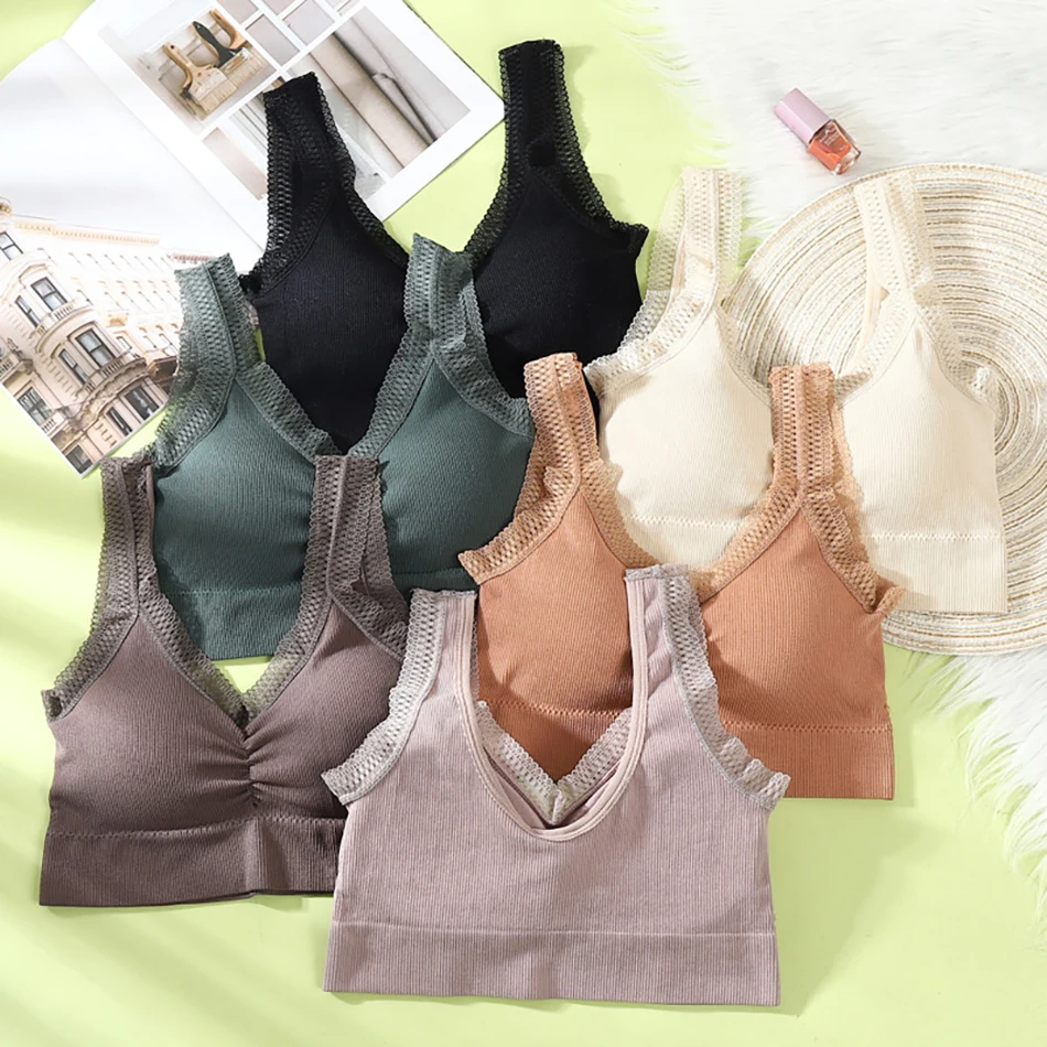 

Ladies Sports Vests Girls Bras Women's Plus Size Underwear High Elastic Bras Lace Underwear Seamless Camisole Sexy Bras