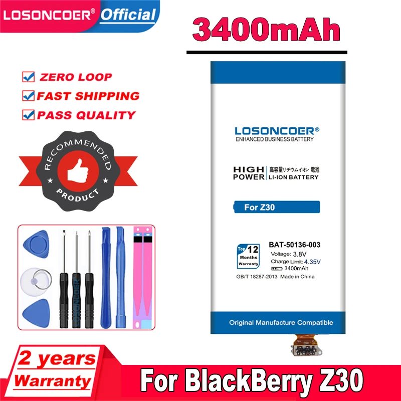 LOSONCOER 3400 мА/ч с рукавом &quotлетучая мышь&quot 50136-003 Батарея для BlackBerry Z30 мобильный