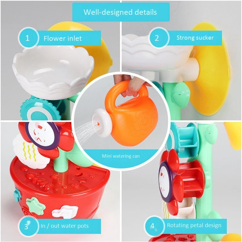 

Flower Bath Toys Bathtub Toys for Toddlers Babies Girls Boys Gifts with 1 Mini Sprinklers and Strong Suction Cups Gifts