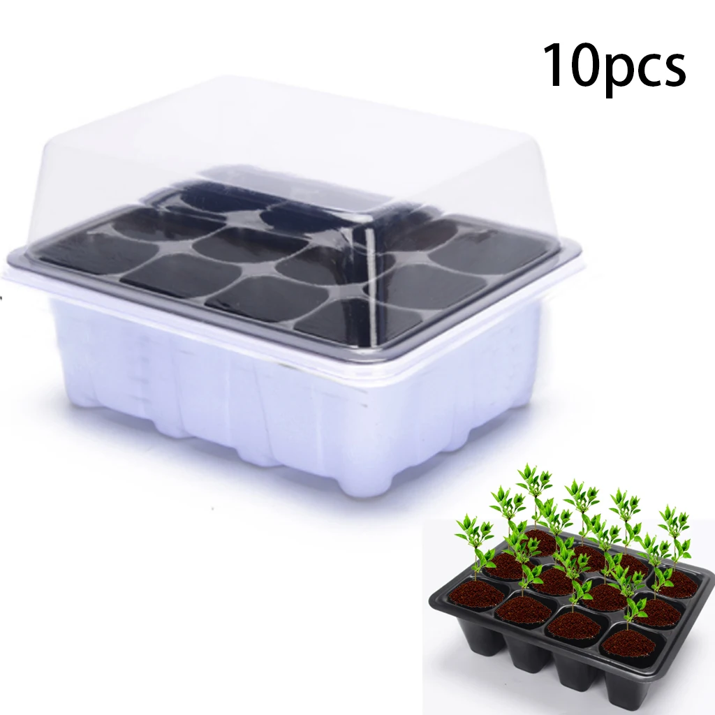 10 упаковок стартовый поднос для рассады с куполом и основанием 12 ячеек