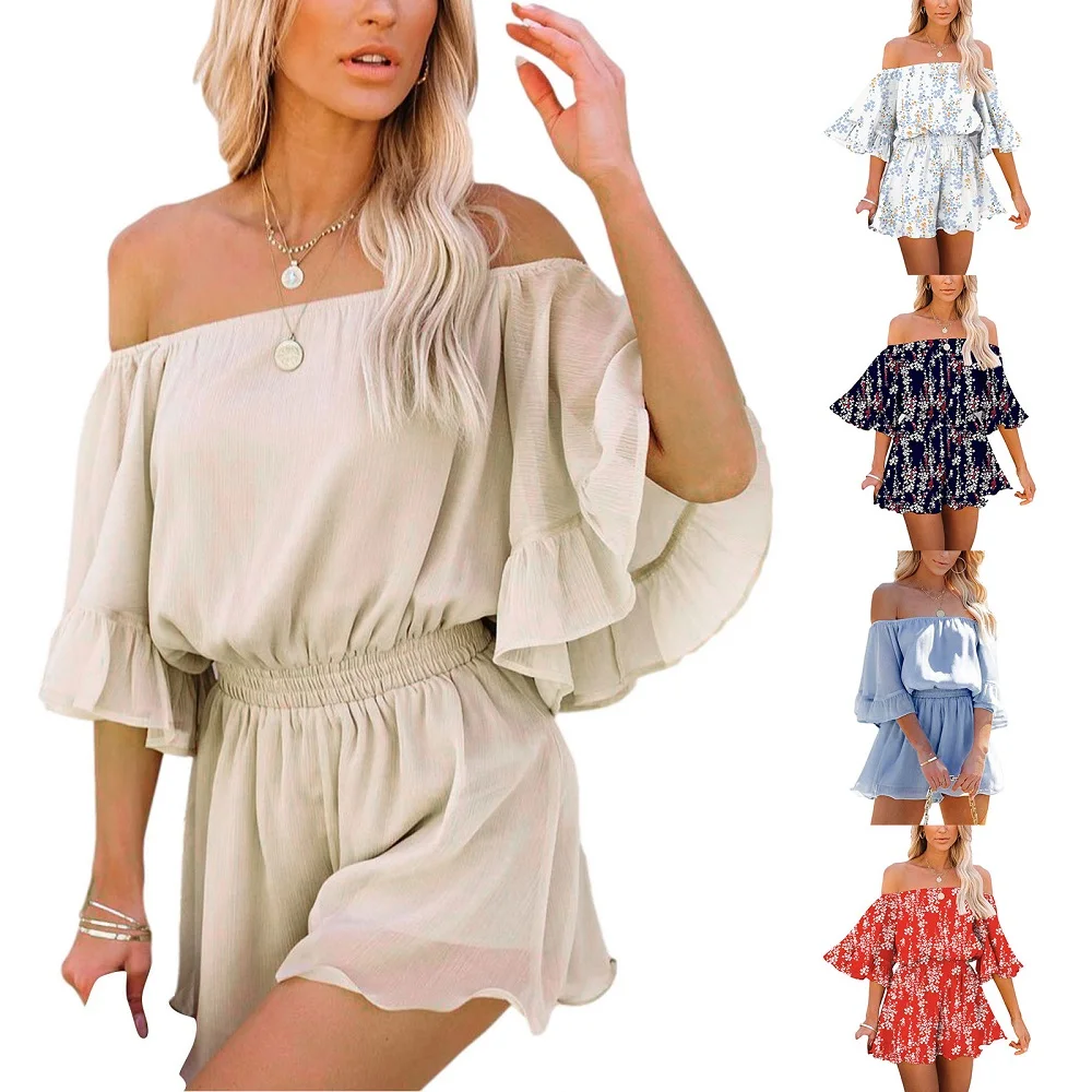 

Женские комбинезоны с длинным рукавом, комбинезоны с принтом и оборками, сексуальный комбинезон с V-образным вырезом, Новое поступление, ком...