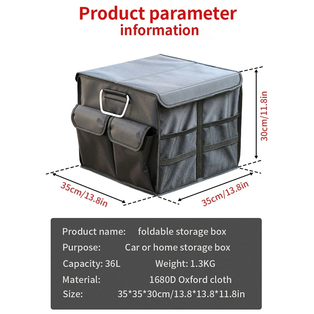 Скидка Органайзер для багажника автомобиля, многофункциональная складная коробка для хранения из ткани Оксфорд, большой вместимости, с нескольки...