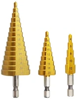 3pcs 4 122032mm step drill pagoda bits high speed steel cone titanium coated tool sets metal wood plastic hole cutter