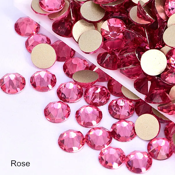 Rose Ss30, 8, большие, 8, маленькие, 16 граней, Стразы для ногтей, стеклянные стразы с плоской задней стороной, много цветов, не Горячие Стразы для украшения ногтей B3744 - Цвет: Rose