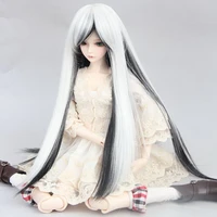 bjd sd doll wig long hair high temperature fiber black and white gradual long straight hair a 13 14 16 doll wig