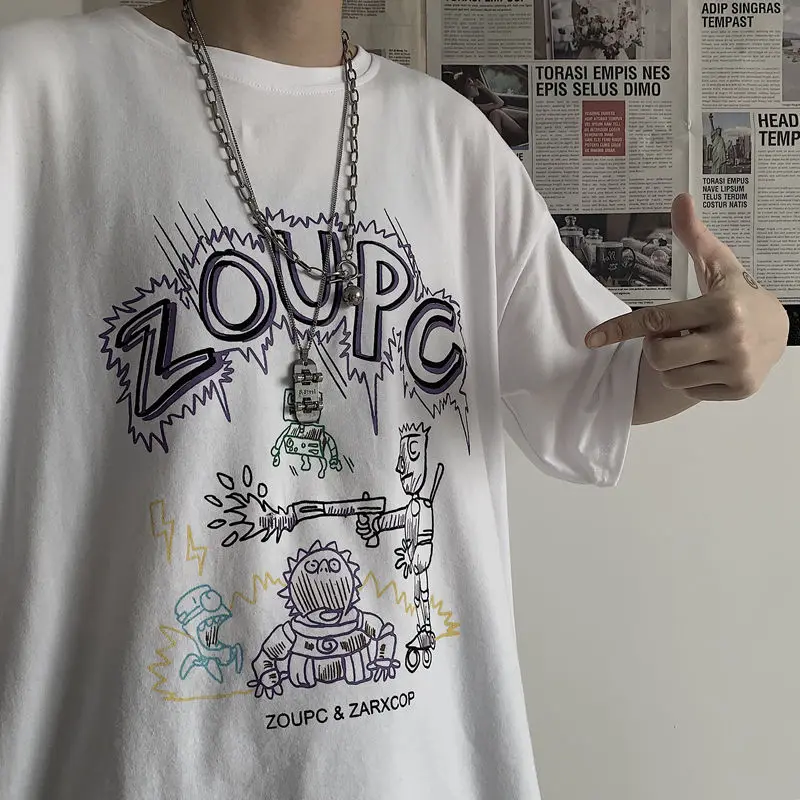 

Summer fun cartoon loose and versatile Short Sleeve T-Shirt Top Fashion for men and women