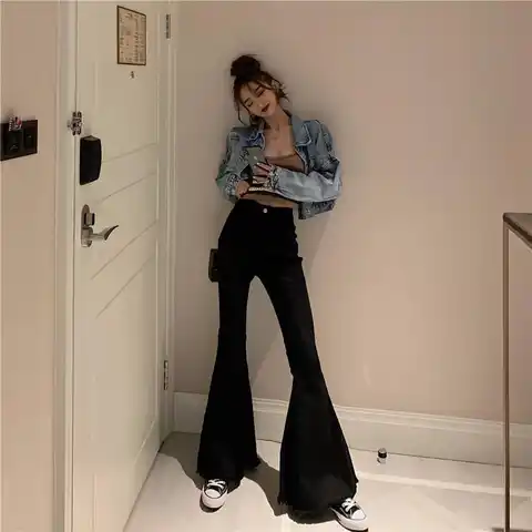 Woman Jeans Pants Fishtail Flared Jeans for Women 2021 High Waist Extra Long Pantalones Vaqueros Mujer