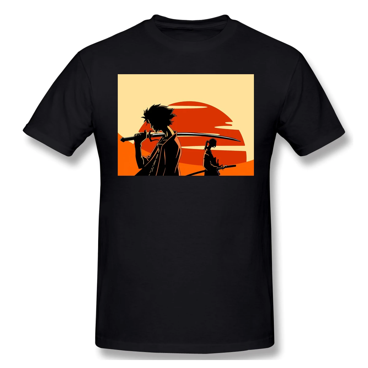 Черная футболка Samurai Champloo Goodies Мужская футболки чистые с коротким рукавом|Мужские