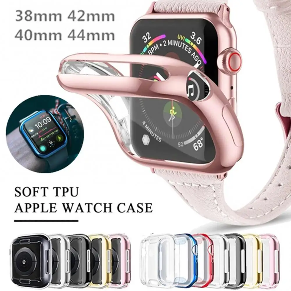

TPU Soft Protective Case Anti-scratch Cover Dust Proof Shell for Apple Watch tpu electroplating protective shell