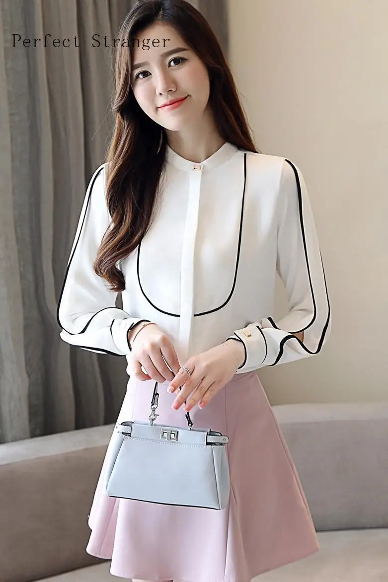

Hanxiner 2020 Spring New Arrival High Quality Stand Collar Long Sleeve Women Chiffon Blouse