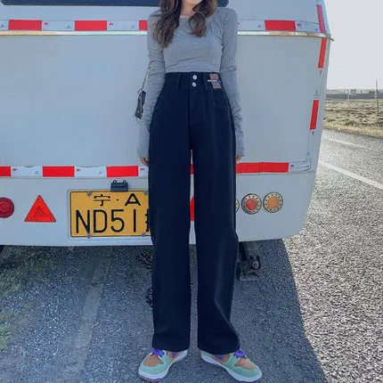 

Pants women's trousers ninth pants wide-legged casual autumn and winter trousers were thin