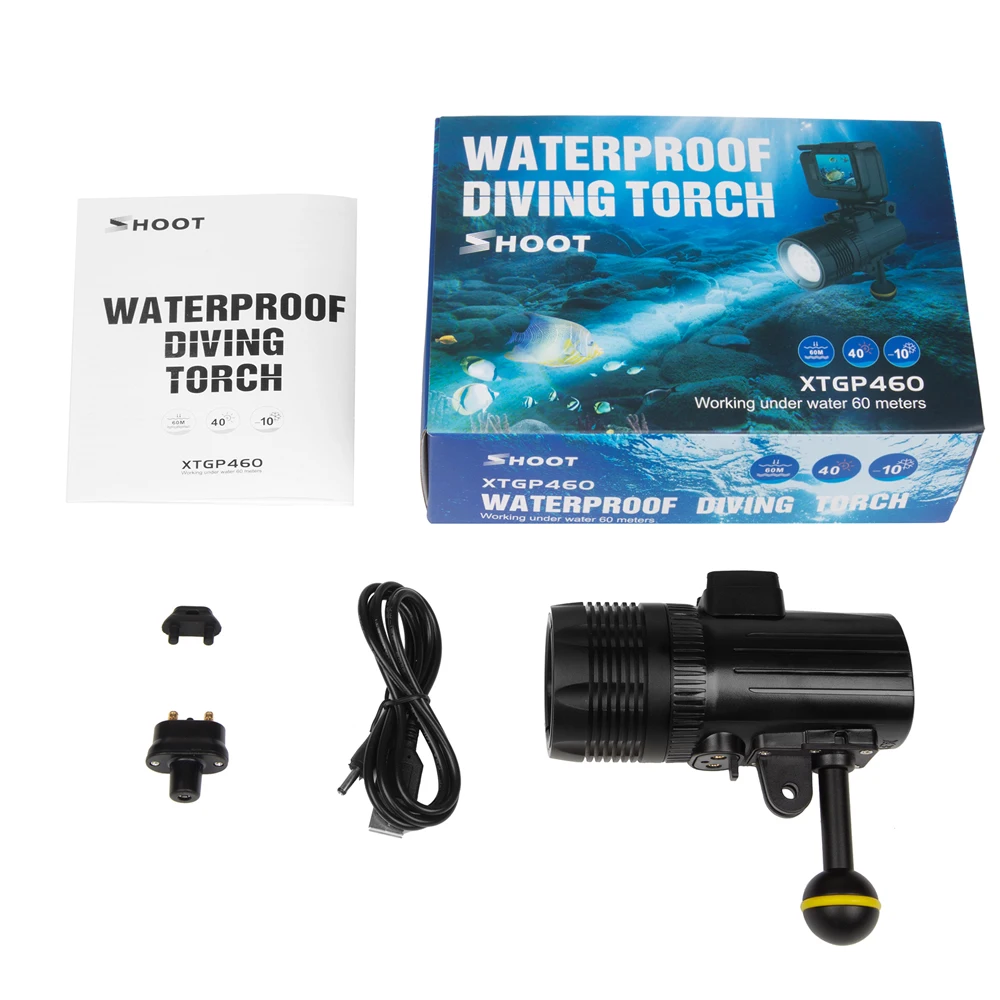 SHOOT Водонепроницаемый светодиодный светильник для дайвинга Gopro Hero 7 6 5 4 h9 SJCAM SJ4000
