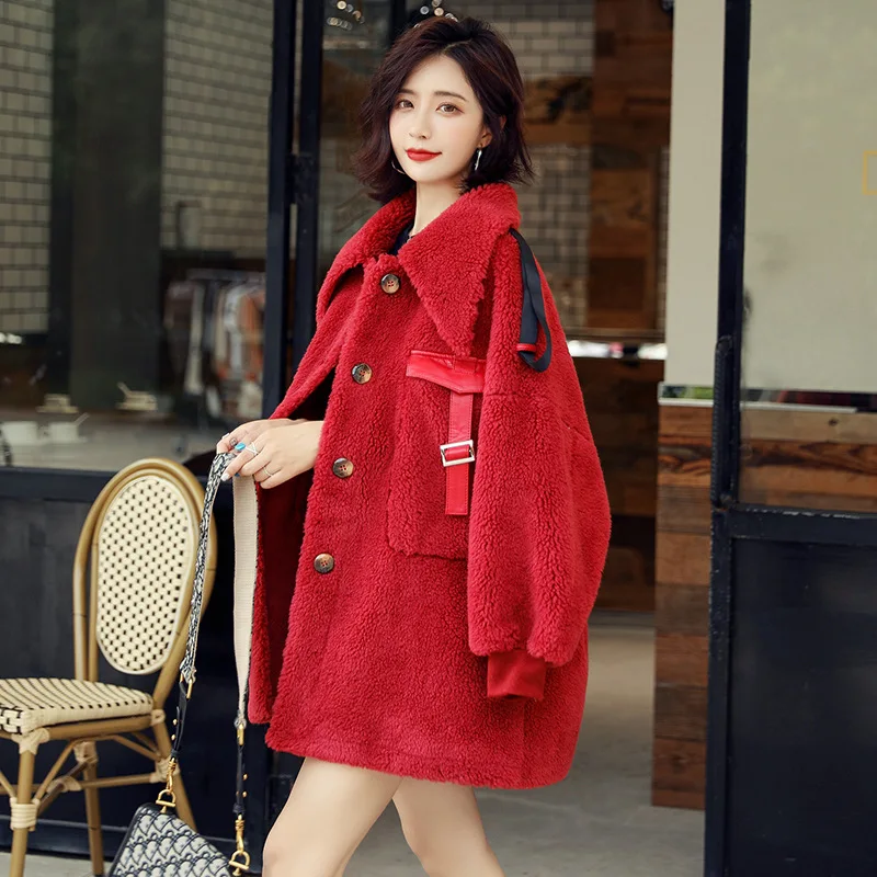 

Winter coat women fur coat fashion grain velvet fur casual coat faux fur coat wool fur jacket double-faced fur long coat W1959