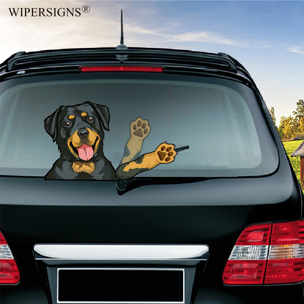 WIPERSIGNS Rottweiler развевающиеся наклейки для стеклоочистителей ПВХ автомобильный