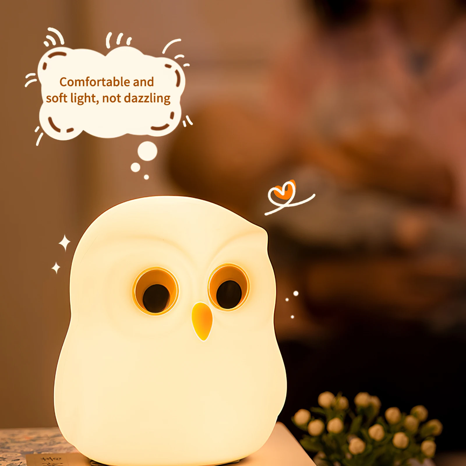 

Cute Owl LED Night Light Lamp Soft Silicone Pat Light Colorful Bedside Lamp For Kids Baby Room Gifts Toys Animal Night Lamp