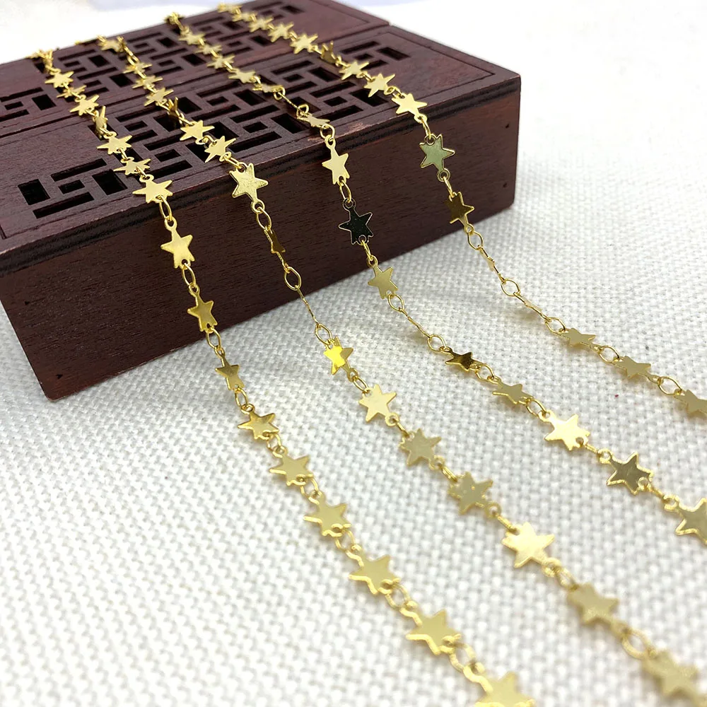 

1 Meter Stainless Steel Gold Handmade Chain Star Shape Jewelry, Used To Make DIY Bracelets, Necklaces, Anklet Accessories