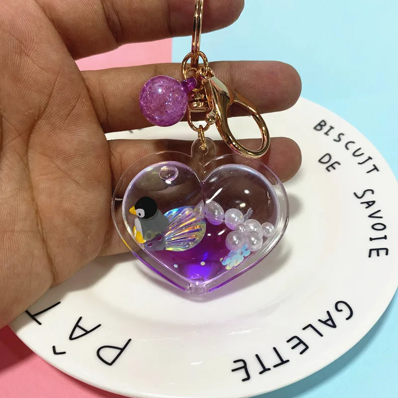 Брелок для ключей в форме сердца плавающий брелок с плавающим единорогом - купить