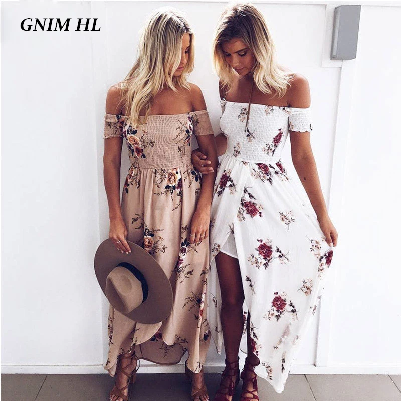 

Женское длинное пляжное платье GNIM, летнее пляжное платье с открытой спиной и принтом
