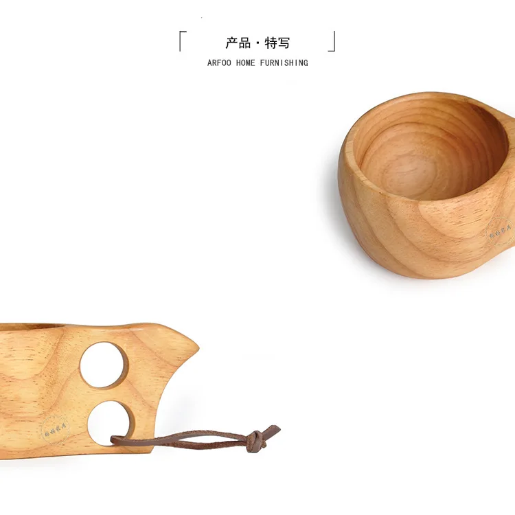 Finland Kuksa Портативный Кофе кружка ручка из резины и дерева с двумя отверстиями